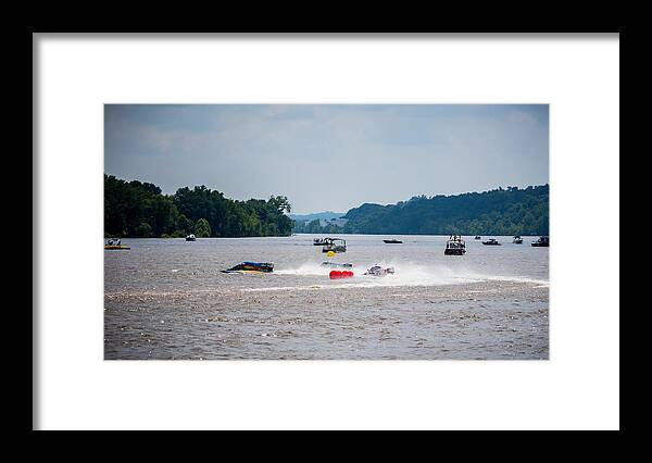 Riverfront Roar Framed Print featuring the photograph Riverfront Roar- Taking The Turn by Holden The Moment