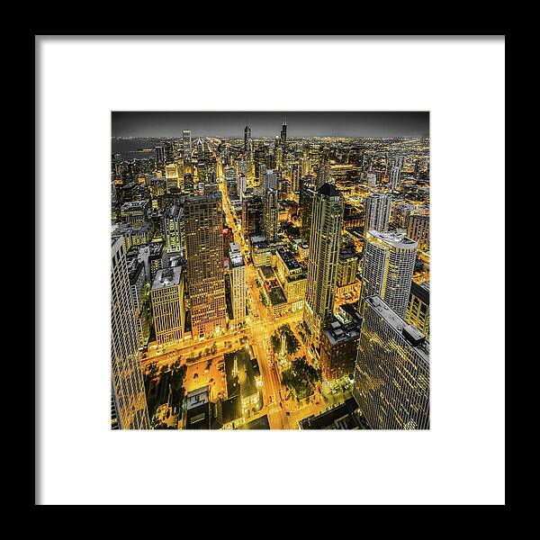 Chicago Framed Print featuring the photograph Rivers of Light - Chicago Skyline by Scott Campbell