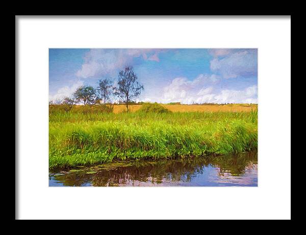 Riverside Framed Print featuring the painting Riverside Landscape by Lutz Baar