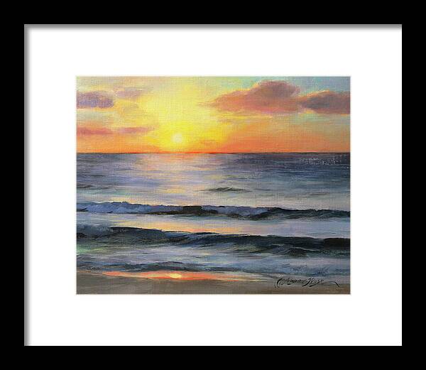 Riviera Maya Framed Print featuring the painting Riviera Sunrise by Anna Rose Bain