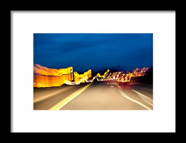 Freeway Framed Print featuring the photograph Road at Night 2 by Steven Dunn