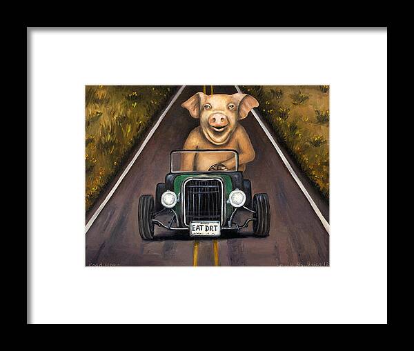 Road Hog Framed Print featuring the painting Road Hog by Leah Saulnier The Painting Maniac