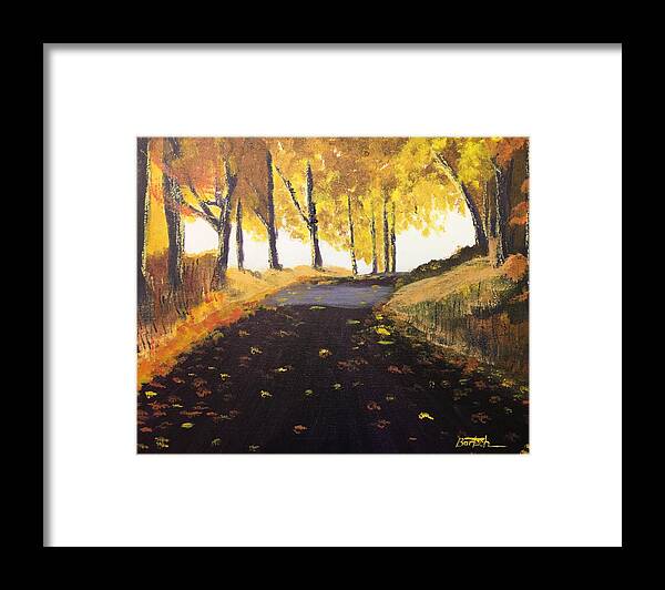Autumn Framed Print featuring the painting Road in Autumn by David Bartsch