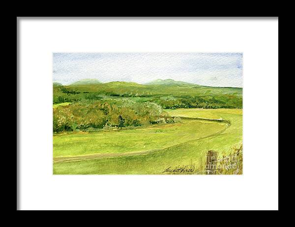 Vermont Framed Print featuring the painting Road Through Vermont Field by Laurie Rohner