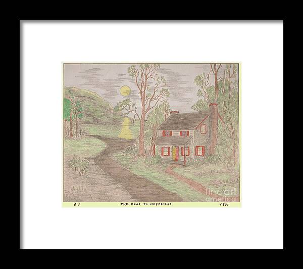 Elna Brodie Framed Print featuring the drawing Road to Happiness by Donna L Munro
