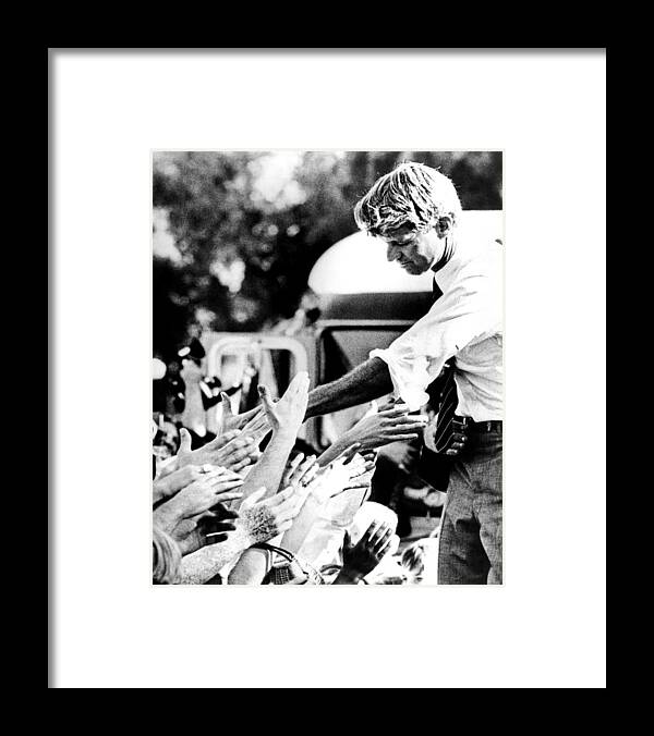 History Framed Print featuring the photograph Robert Kennedy Shaking Hands by Everett