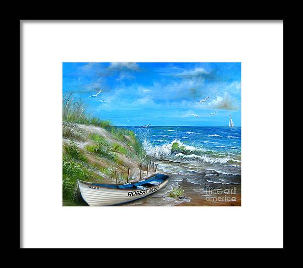 Robert Framed Print featuring the painting Robert Moses Beach by Bella Apollonia