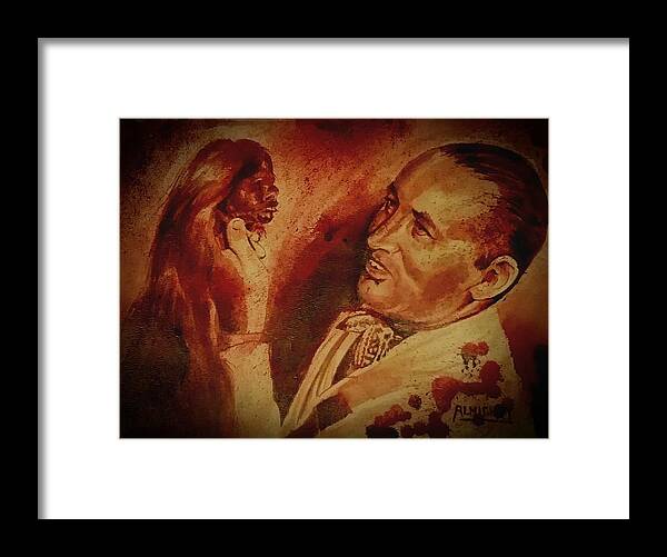 Ryan Almighty Framed Print featuring the painting Robert Ripley gets a little head by Ryan Almighty