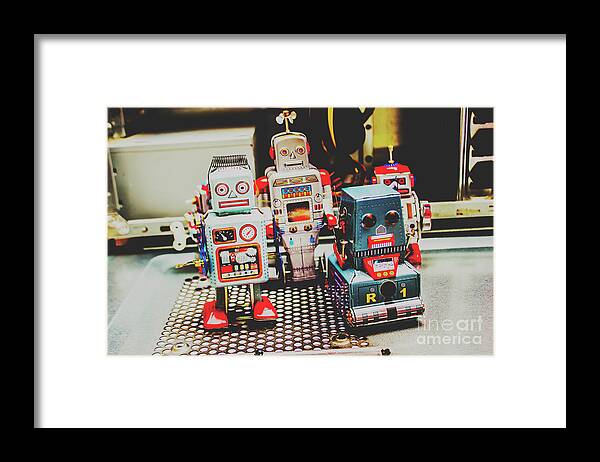 Robotic Framed Print featuring the photograph Robots of retro cool by Jorgo Photography