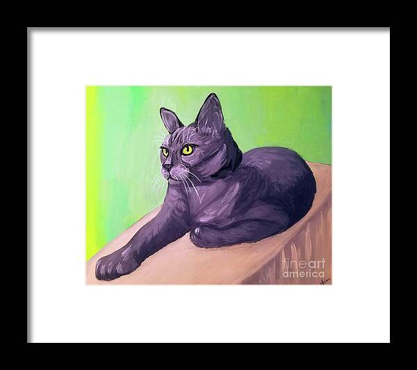 Cat Framed Print featuring the painting Robyn Date With Paint Mar 19 by Ania M Milo