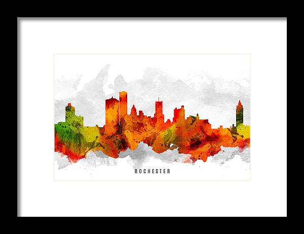Rochester Framed Print featuring the painting Rochester New York Cityscape 15 by Aged Pixel
