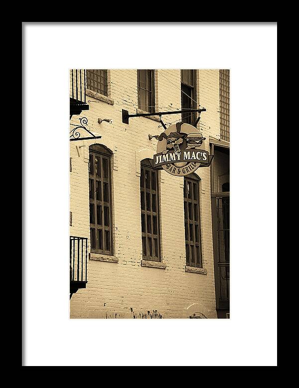Alcohol Framed Print featuring the photograph Rochester, New York - Jimmy Mac's Bar 3 Sepia by Frank Romeo
