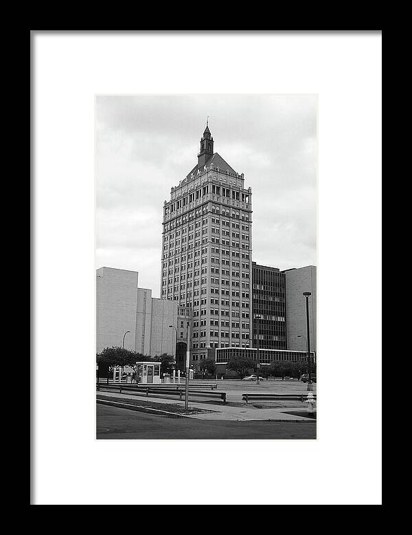 America Framed Print featuring the photograph Rochester, NY - Kodak Building 2005 BW by Frank Romeo