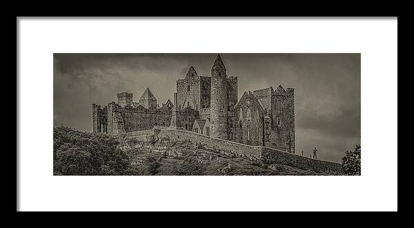 Ancient Framed Print featuring the photograph Rock of Cashel Monochrome by Teresa Wilson