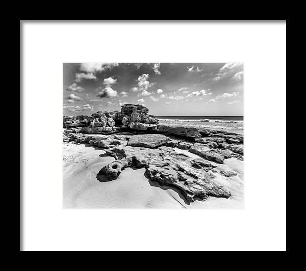 Ocean Framed Print featuring the photograph Rock Spill by Alan Raasch
