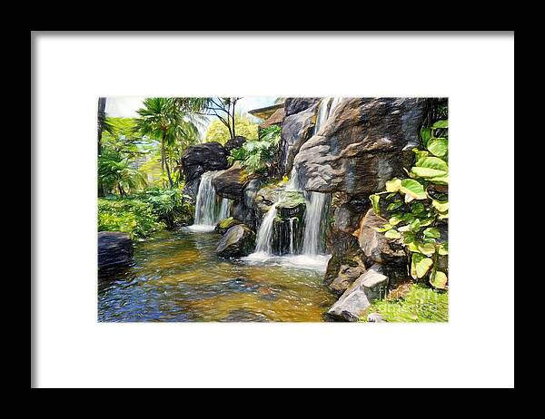 Hawaii Framed Print featuring the photograph Rock Waterfalls in Hawaii by Sue Melvin