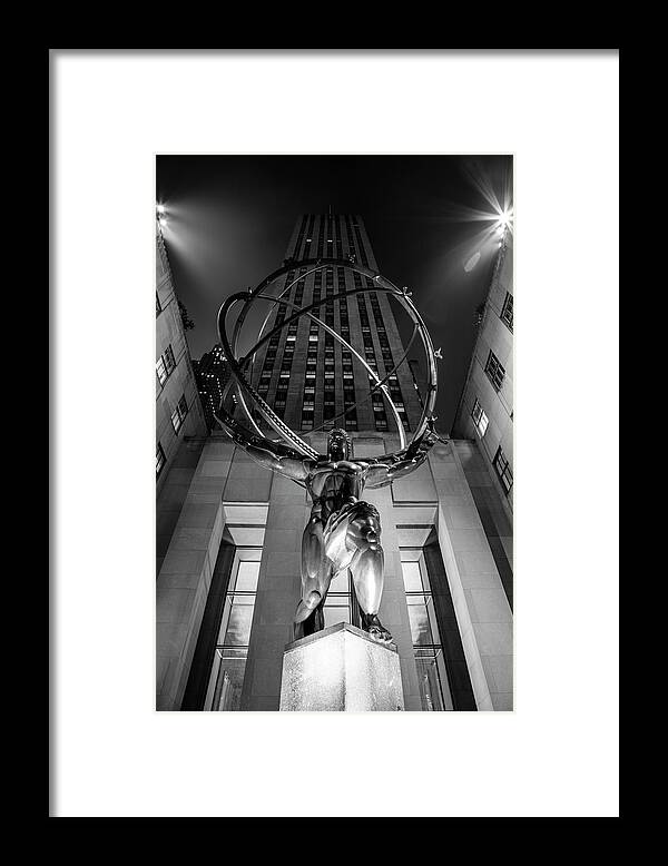 Nyc Framed Print featuring the photograph Rockefeller Center Black and White by John McGraw
