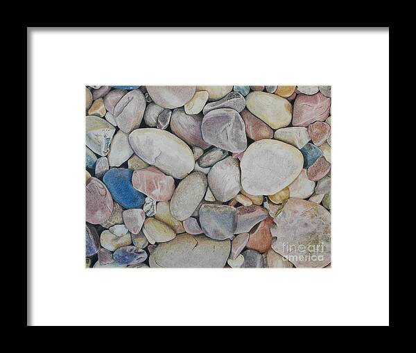 Pencil Framed Print featuring the drawing Beach Rocks, Mexico by Glenda Zuckerman