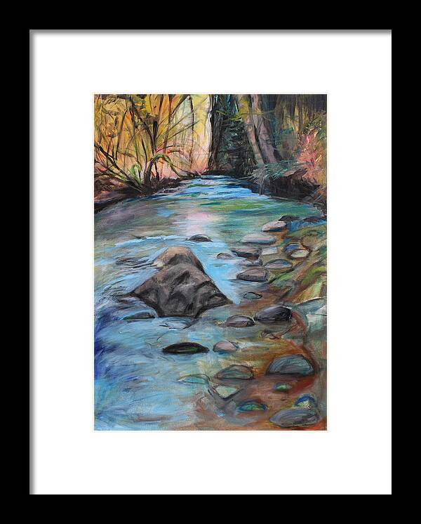 Rocks Framed Print featuring the painting River Bed by Denice Palanuk Wilson