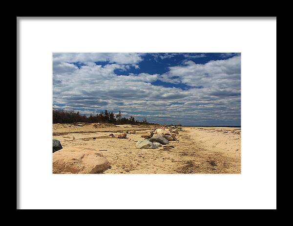 Long Island Framed Print featuring the photograph Clouds and Rocks by Karen Silvestri