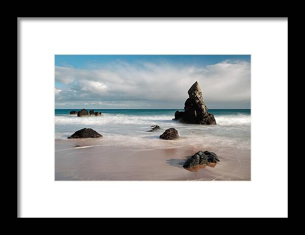 Durness Framed Print featuring the photograph Rocky Beach on Sango Bay by Maria Gaellman