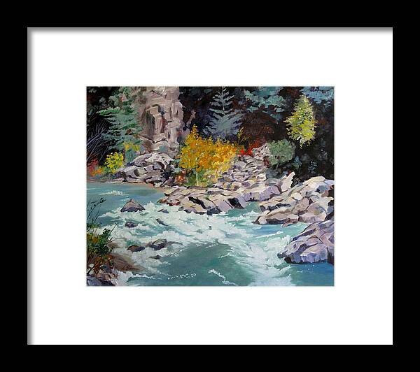 Colorado Framed Print featuring the painting Rocky Bend by Adele Bower