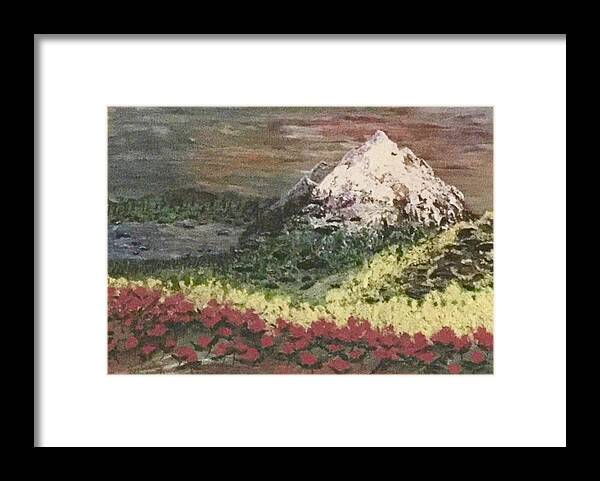 Sunset Framed Print featuring the painting Rocky Mountain High by Kenlynn Schroeder