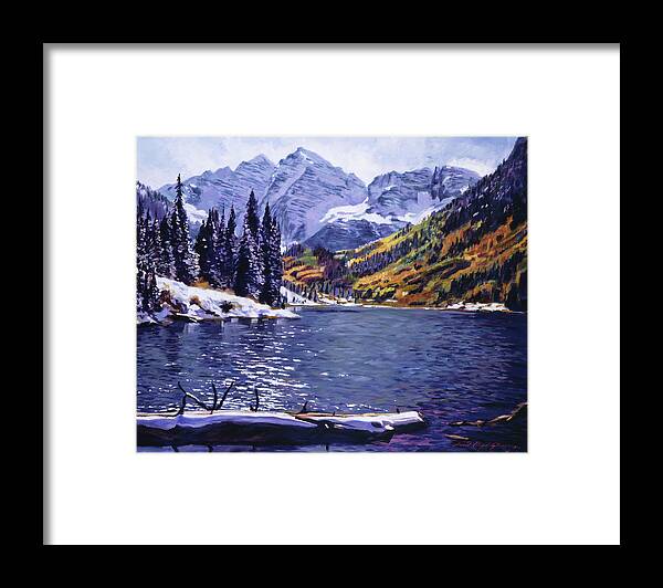 Mountains Framed Print featuring the painting Rocky Mountain Serenity by David Lloyd Glover