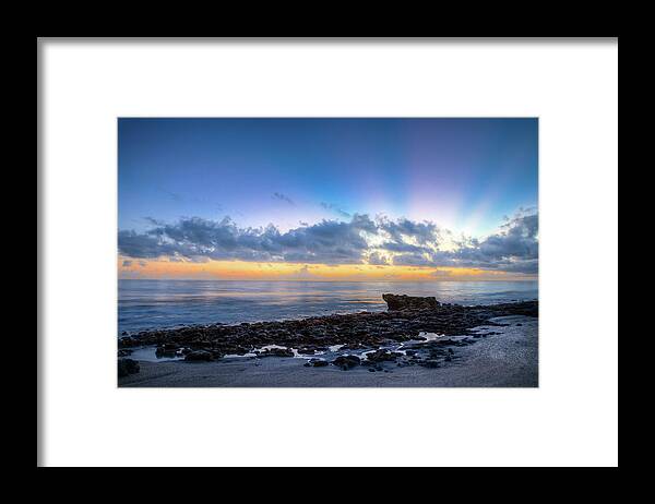 Clouds Framed Print featuring the photograph Rocky Reef at Low Tide by Debra and Dave Vanderlaan