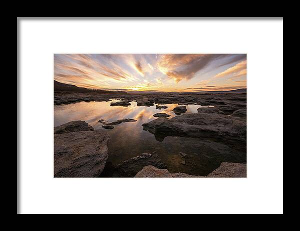 Utah Lake Framed Print featuring the photograph Rocky Shores of Utah Lake by Wesley Aston