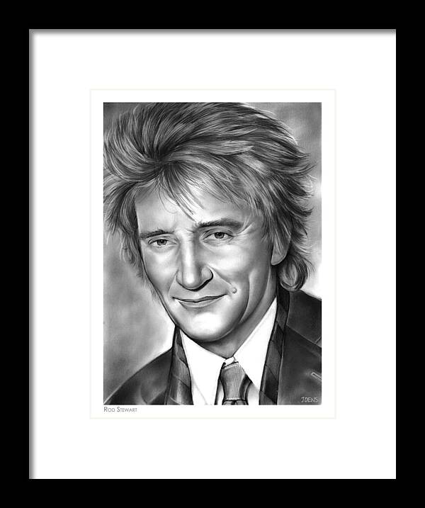 Rod Stewart Framed Print featuring the drawing Rod Stewart by Greg Joens