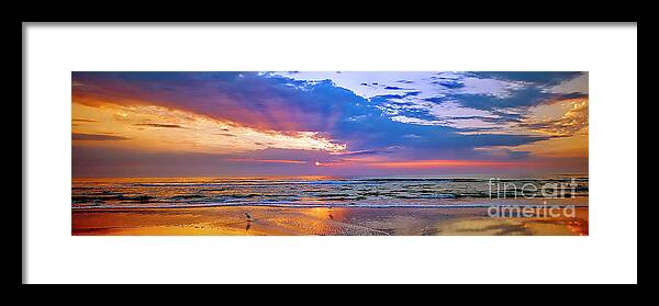  Daytona Framed Print featuring the photograph Daytona Beach rolling clouds Atlantic ocean Florida by Tom Jelen
