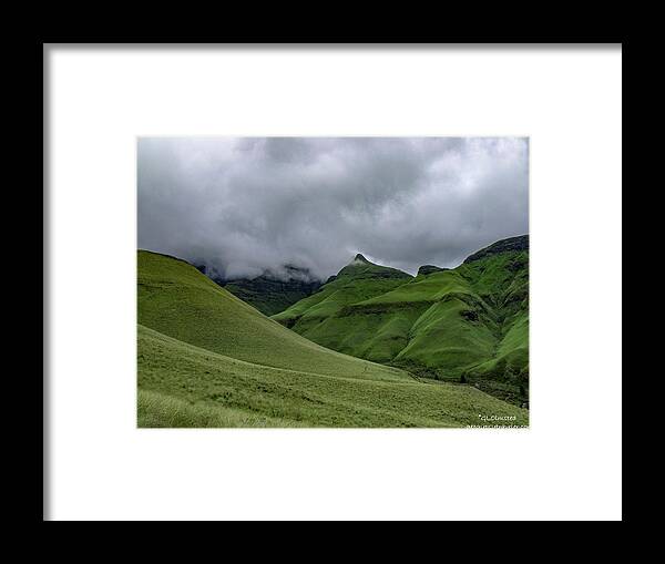 Mountains Framed Print featuring the photograph Rolling green Drakensberg Mountains by Gaelyn Olmsted