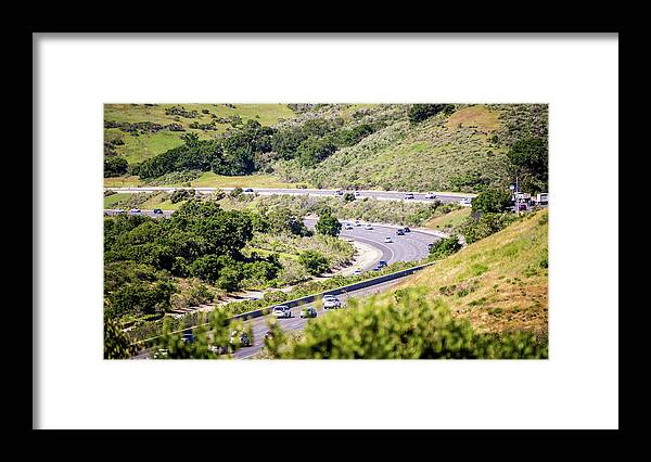 Green Framed Print featuring the photograph Rolling Hill Landscapes Between San Francisco And San Jose Calif by Alex Grichenko