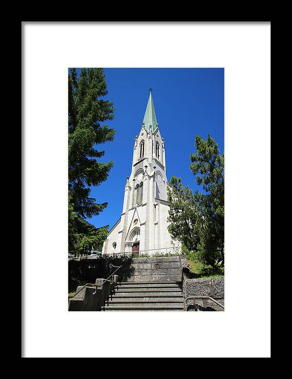 Church Framed Print featuring the photograph Roman catholic church of Saint-Imier, Jura, Switzerland. by Elenarts - Elena Duvernay photo
