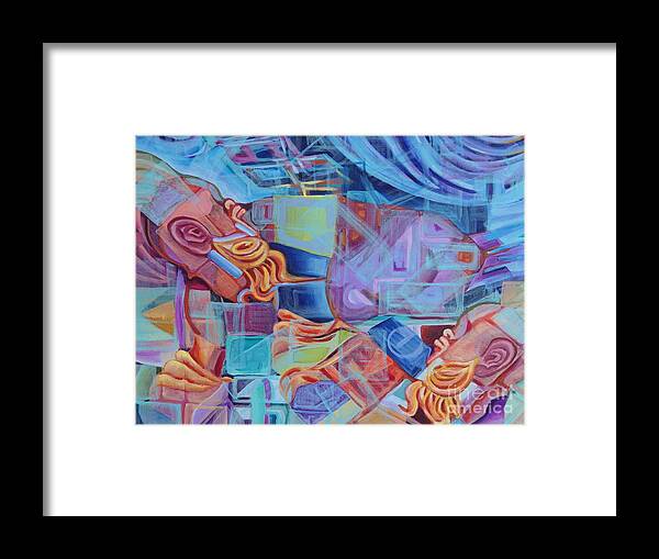 Abstract Framed Print featuring the painting Roman Fountain by Linda Markwardt