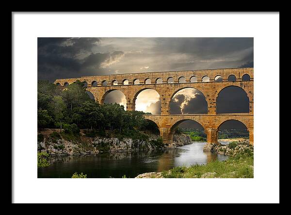 Bridge Framed Print featuring the photograph Roman Pont Du Gard by Melvin Kearney