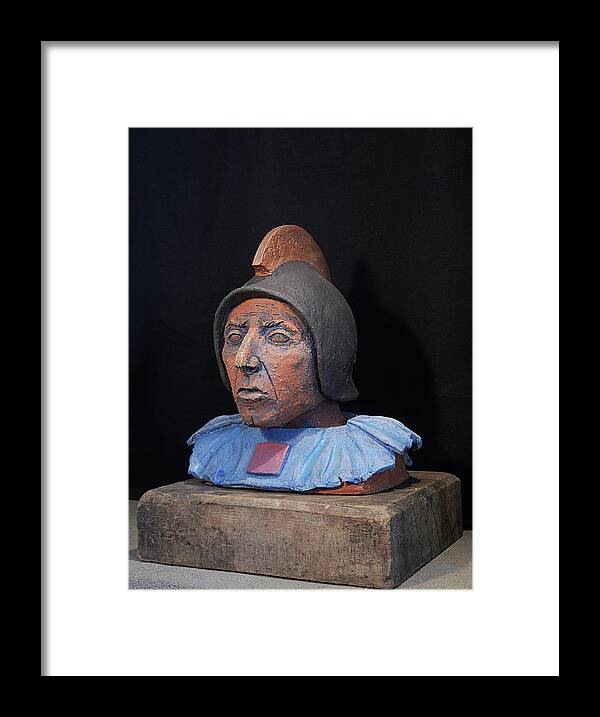 Warriors Framed Print featuring the sculpture Roman Warrior Roemer - Roemer Nettersheim Eifel - Military of ancient Rome - Bust - Romeinen by Helga Pohlen \ Urft Valley Art