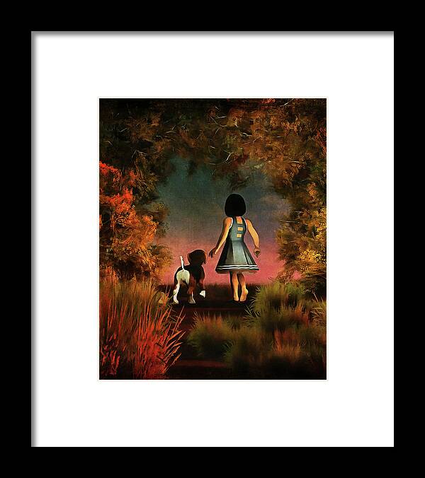 Amy Framed Print featuring the painting Romantic walk in the woods by Jan Keteleer
