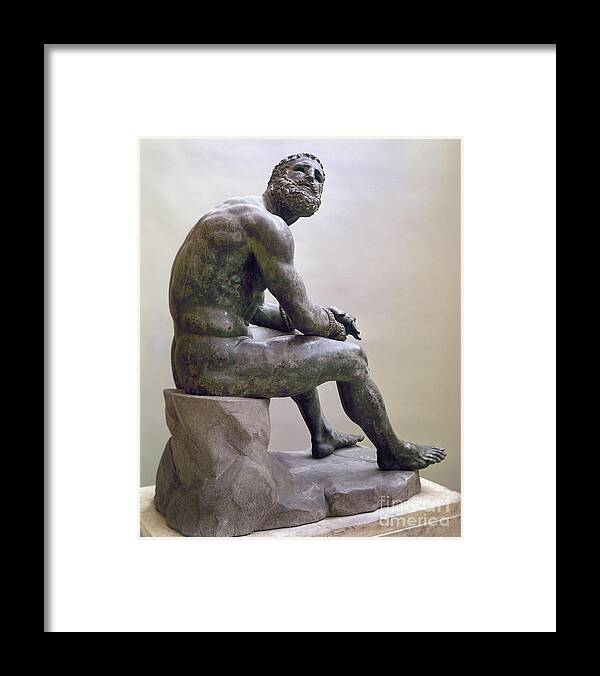 1885 Framed Print featuring the sculpture Rome Boxer Sculpture by Granger