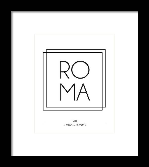 Roma Framed Print featuring the mixed media Roma, Italy - City Name Typography - Minimalist City Posters #1 by Studio Grafiikka