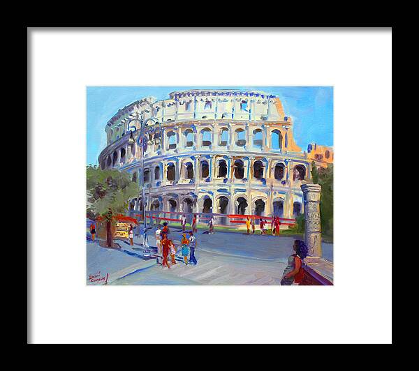 Anfiteatro Flavio Framed Print featuring the painting Rome Colosseum by Ylli Haruni