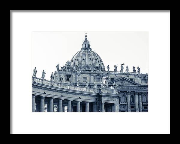 Vatican Framed Print featuring the photograph Rome - St Peter Basilica BW by AM FineArtPrints