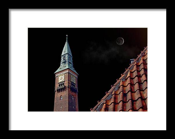 City Framed Print featuring the photograph Copenhagen City Hall Tower And Roof by Aleksandrs Drozdovs