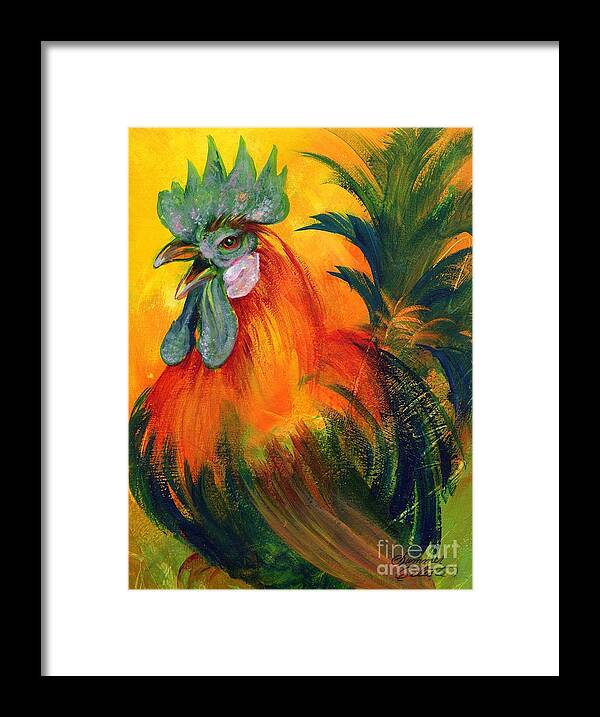 Rooster Framed Print featuring the painting Rooster of Another Color by Summer Celeste
