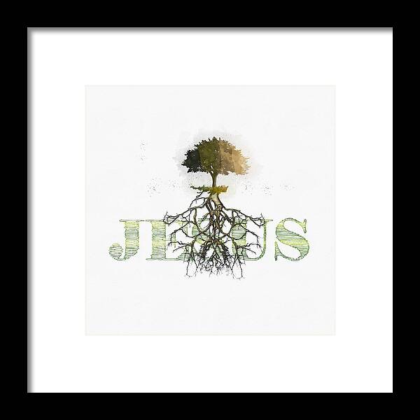 Jesus Framed Print featuring the digital art Rooted and firmly grounded in love by Payet Emmanuel
