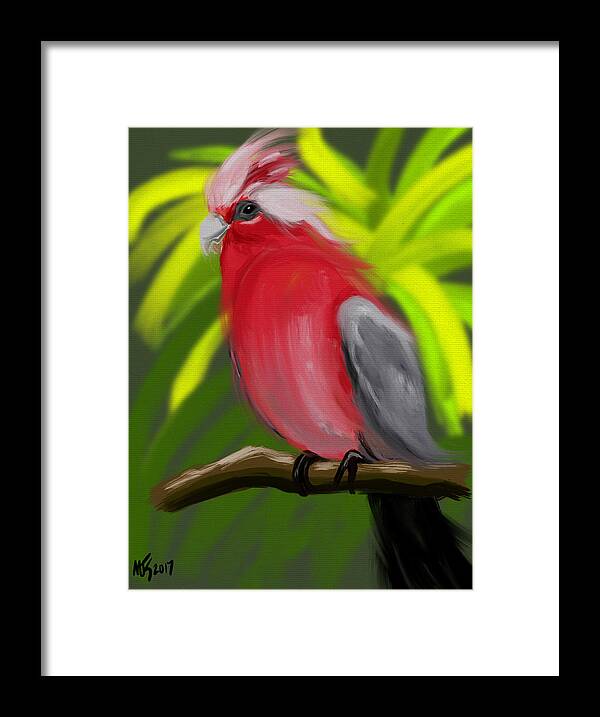 Birds Framed Print featuring the digital art Rose Cockatoo by Michael Kallstrom