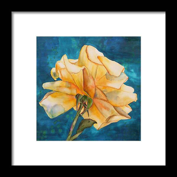 Floral Framed Print featuring the painting Rose from behind by Diane Ziemski