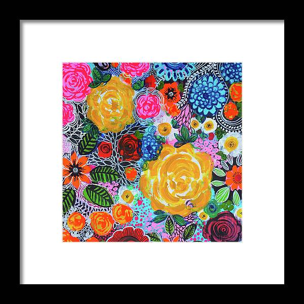 Roses. Garden Framed Print featuring the painting Rose Garden by Robin Mead