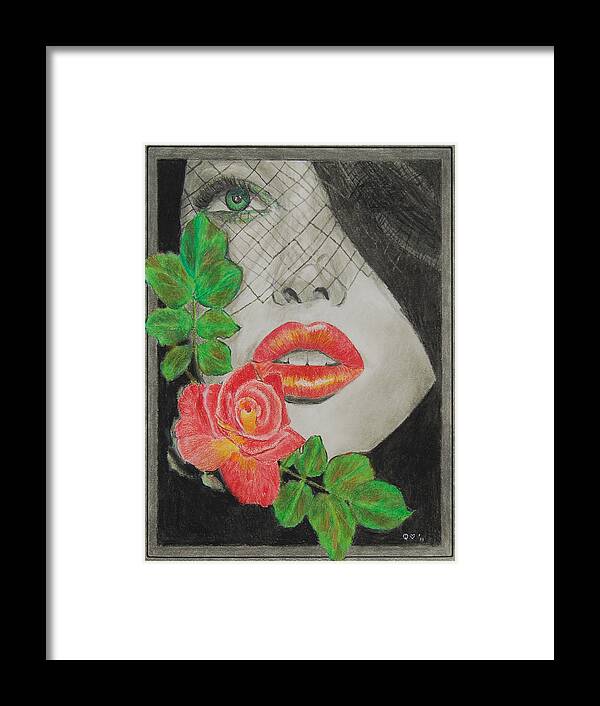 Rose Framed Print featuring the drawing Rose Kisses 2 by Quwatha Valentine